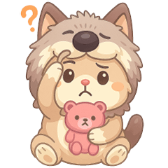 Cute pastel wolf hat cat (No Text)