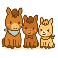 Cute Horse Trio Speech Bubbles