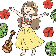 Hawaii & Hula Girl Sticker