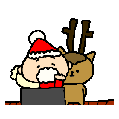 動くサンタクロースとトナカイ