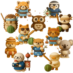 紙粘土動物の8月イベント