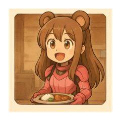 戦闘前に食べ過ぎた熊耳ロン毛ガール