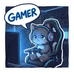 Midnight Gamer Cat: FPS & Voice Chat
