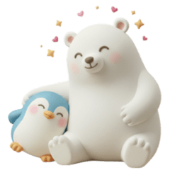 Penguin and his friendly polar bear