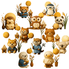 紙粘土動物の月見イベント