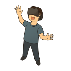 Men and women playing virtual reality