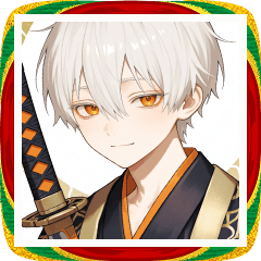 Sword White-Haired Kimono Boy Sticker