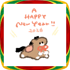 a happy new year with ochibi uma 2026