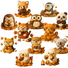 紙粘土動物の秋の焼き芋イベント