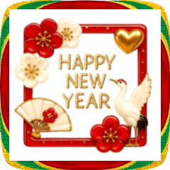 大人かわいいお正月スタンプ