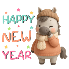 Horse and friends wish a happy new year