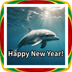 海の生き物のお正月ポップアップスタンプ