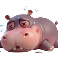 晚安我要去睡覺的胖河馬