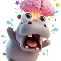 ぽっちゃりカバの「わーお！びっくりして手