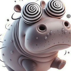 ぽっちゃりカバのウィンク！超キュートで可