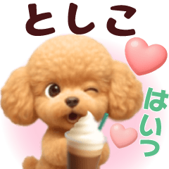 Pretty toy poodle 3D stickers1.1 Toshiko