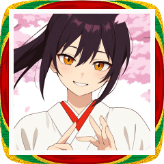 新年のポニーテール着物女子スタンプ