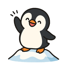 penguin skiing stamp