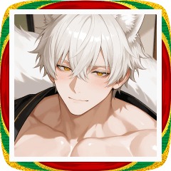 New Year's White Fox Kimono Boy Sticker