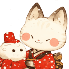 New Year Stamps of various winter cats