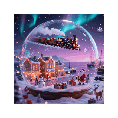 動く！雪降るスノードームとSLの冬物語