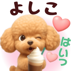 Pretty toy poodle 3D stickers1.1 Yoshiko