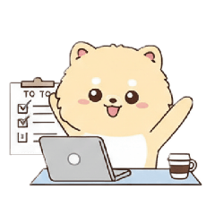 Working Pomeranian at the Office