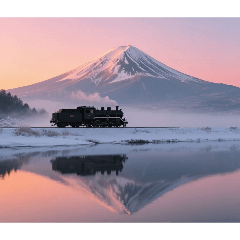 富士山と列車のお正月.Mount Fuji & Train