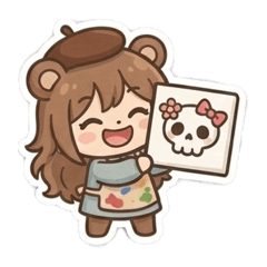 工作大好きアーチスト熊耳ロン毛ガール