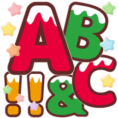 Christmas colored alphabet numbers.