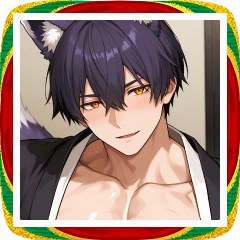 New Year's Black Fox Kimono Boy Sticker