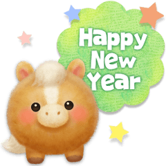 Cute Fluffy Pony New Year Stickers