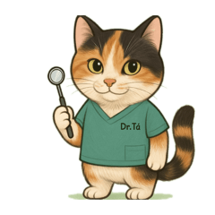 三花貓踏踏牙醫與黑狗助手嘟嘟