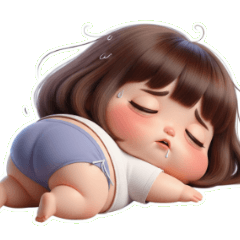 累了呆萌小胖妹要秒睡了