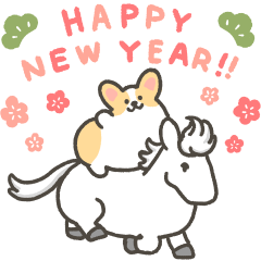 1corgi & horse Happy new year stickers