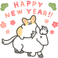 1corgi & horse Happy new year stickers