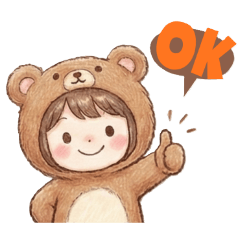 One girl wearing a bear kigurumi
