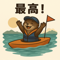 Cute Otter Kayak Fishing Stickers2