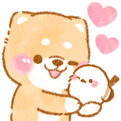 小山雀與療癒柴犬的禮貌貼圖