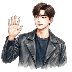 穿著黑色皮衣的帥哥 (NT)