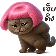 Grey Cat Pink Bangs (Isan)