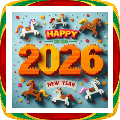 ブロック 2026年 あけおめ 馬 年賀状