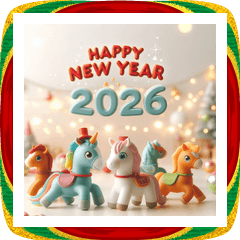 おもちゃ 2026年 あけおめ 馬 年賀状