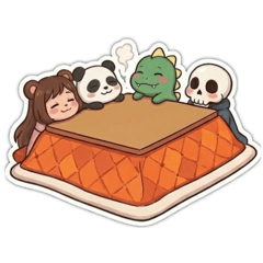 何かの中に入って暖かそうなスタンプ