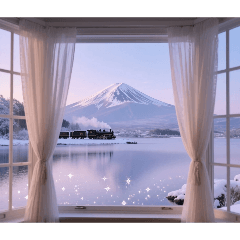 窓越しの雪景色とSLの夢