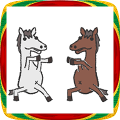 2026年午年のウマが動く手書きのあけおめ