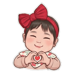 小麵條-大紅蝴蝶結頭飾