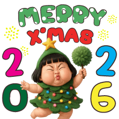 สาวน้อยตัวอ้วงเเต่งเป็นต้นคริสต์มาสยักษ์