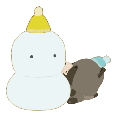 あるたぬきさんのスタンプ。冬。