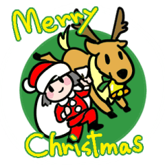 Santa and reindeer friendly Sticker